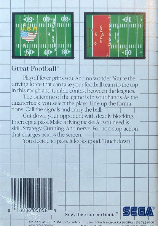 Great Football: The Mega Cartridge Sega Master System Complete Box Manual