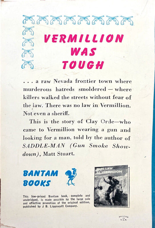 Gun Law at Vermillion by Matt Stuart 1952 Bantam 1018 Paperback