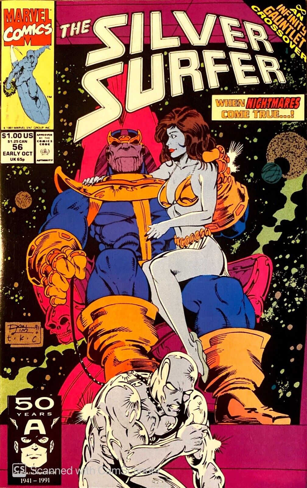 Marvel Comics Silver Surfer #56 Copper Age 1991 Thanos