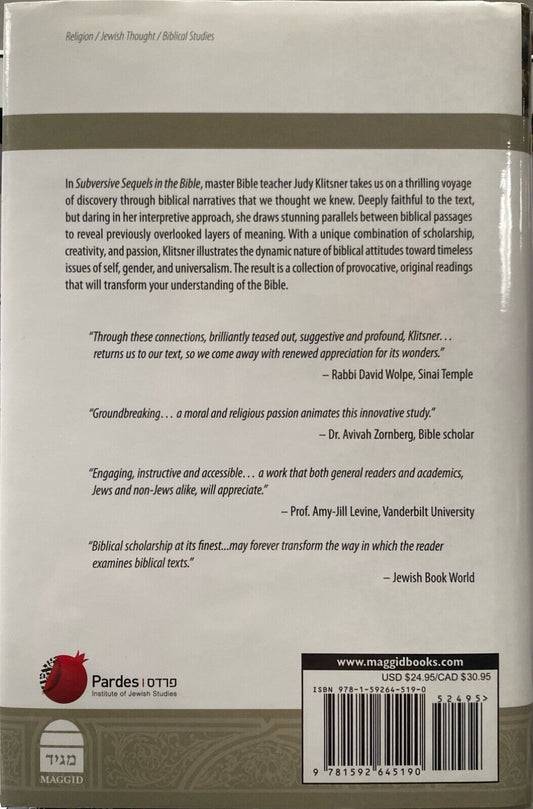 Subversive Sequels in the Bible: How Biblical Stories Mine... by Judy Klitsner