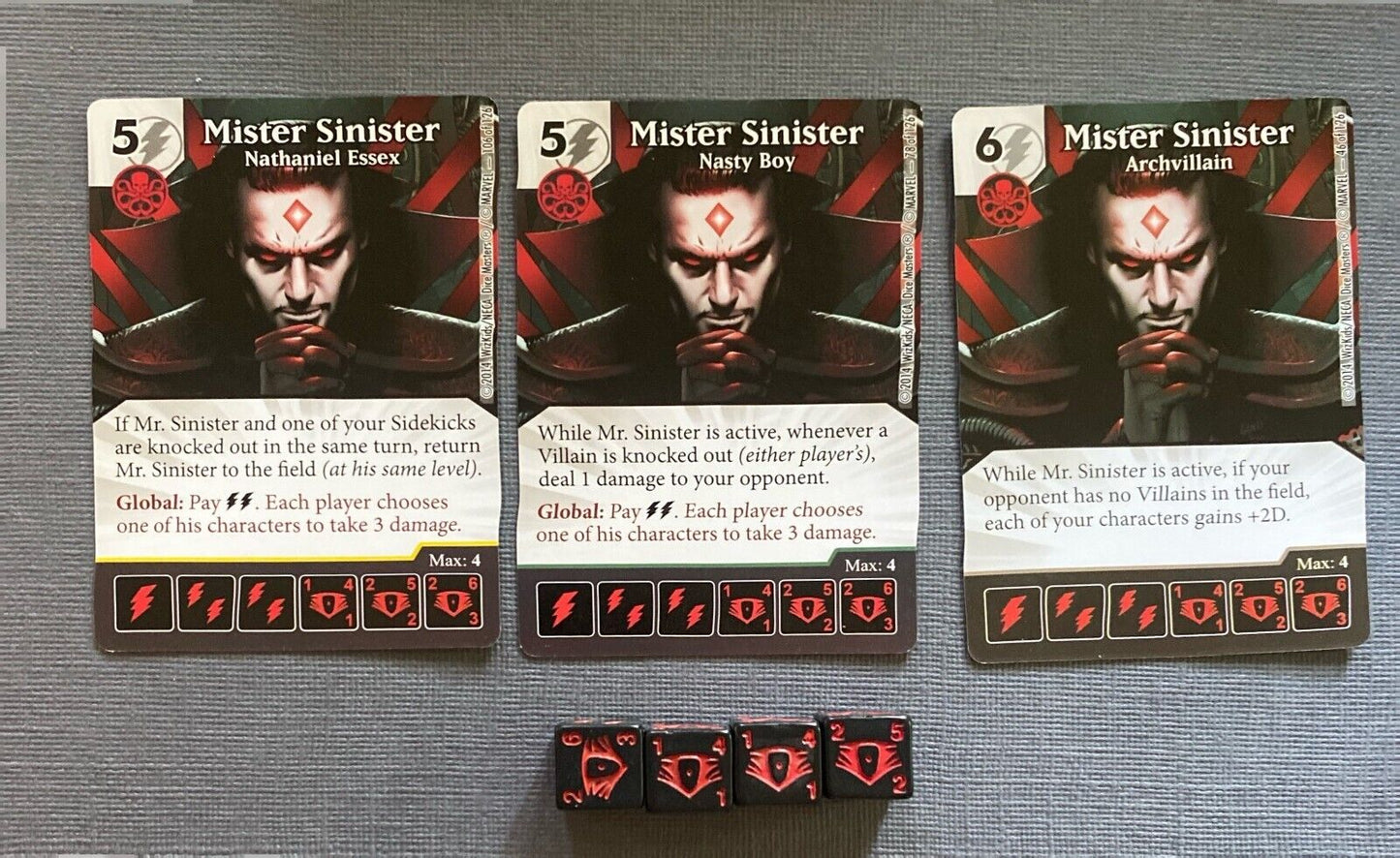 Wizkids Marvel Dice Masters Uncanny X-Men Mister Sinister CUR Rare Set +4 dice
