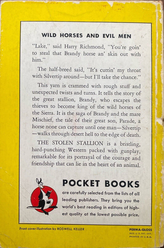 The Stolen Stallion by Max Brand 1948 Pocket 509 Paperback First