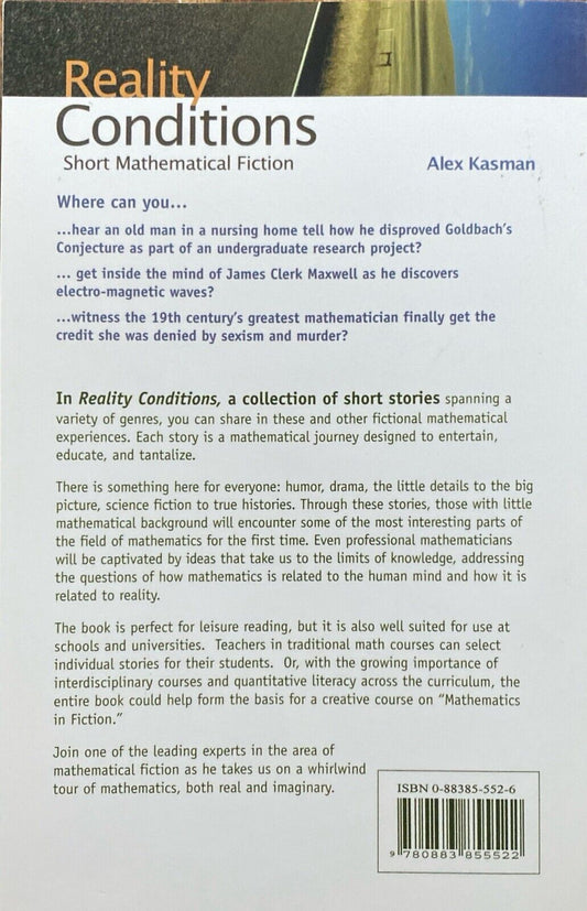 Reality Conditions: Short Mathematical Fiction by Alex Kasman 2005 Paperback