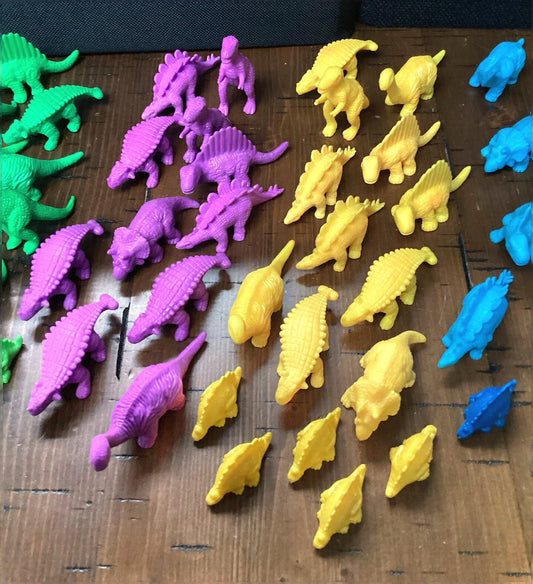 Large Lot Vintage Rubber & Plastic Dinosaurs Assorted Colors