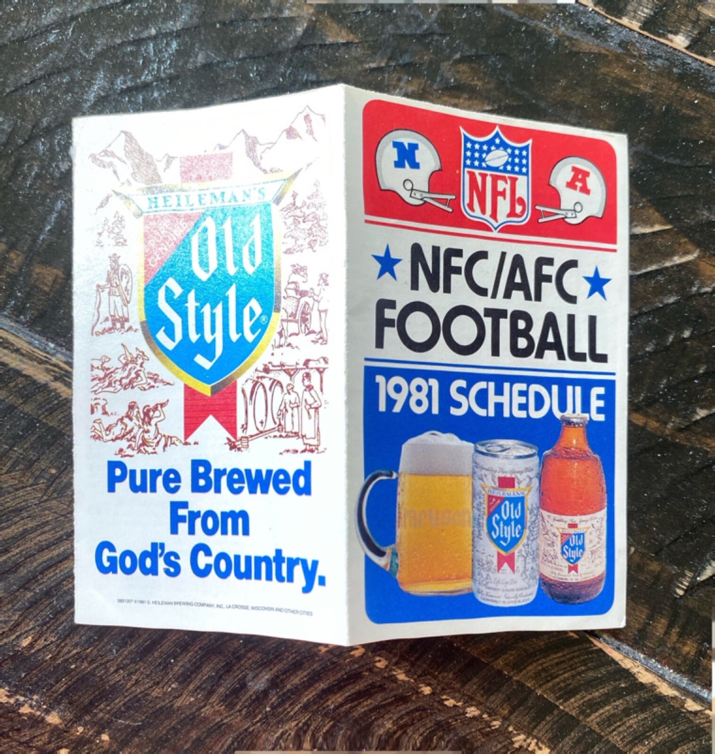 1981 NFL NFC/AFC Football Schedule Pocket Old Style Beer