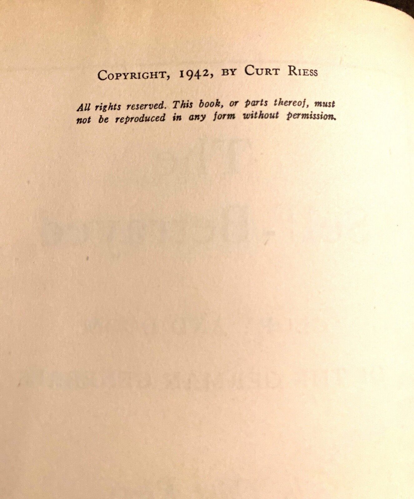 The Self-Betrayed by Curt Riess 1942 Putnam Hardcover