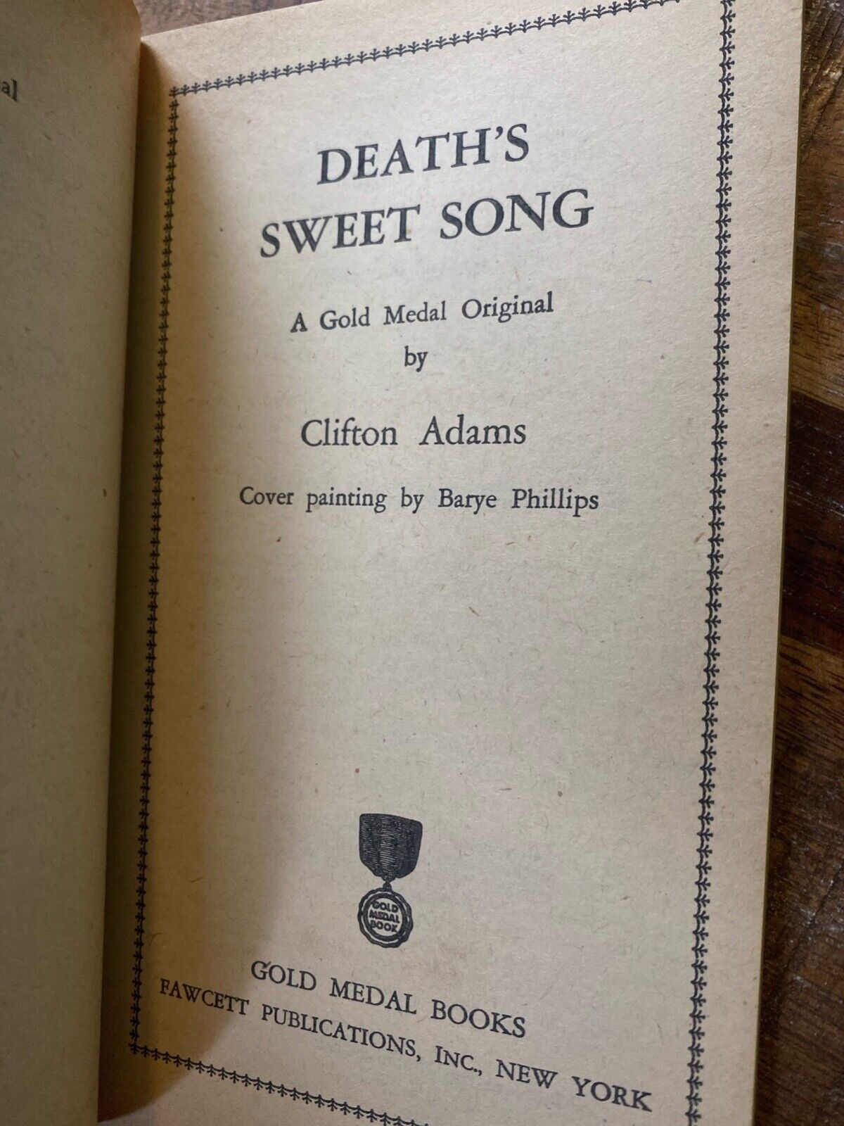 Death's Sweet Song by Clifton Adams 1955 Fawcett Gold Medal 483 Paperback