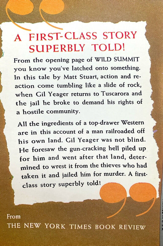 Wild Summit by Matt Stuart 1960 Pocket 1268 Paperback