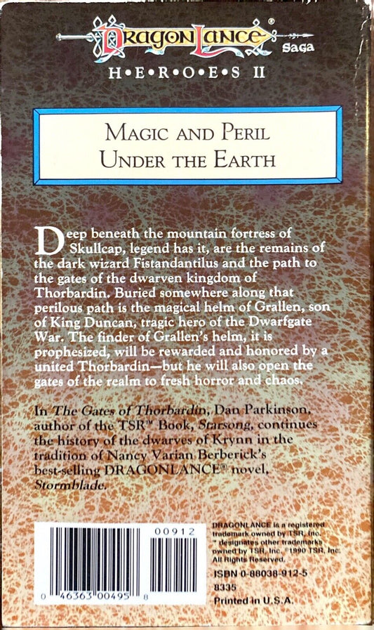 The Gates of Thorbardin by Dan Parkinson TSR Paperback Dragonlance First Edition