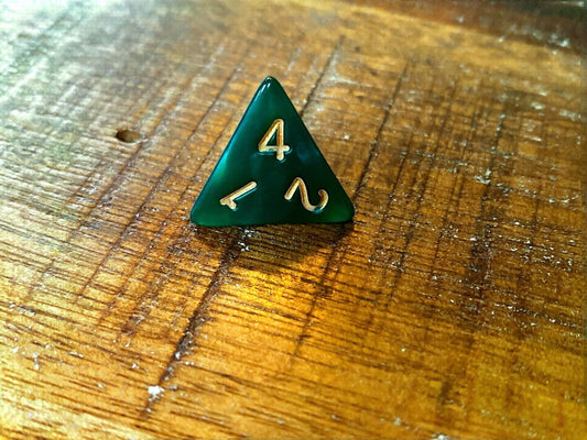 Set of 7 TTRPG Gaming Dice Dungeons & Dragons Pathfinder D20 Green Marble Gold