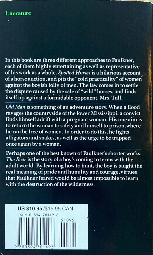Three Famous Short Novels by William Faulkner 1966 Vintage Books Paperback