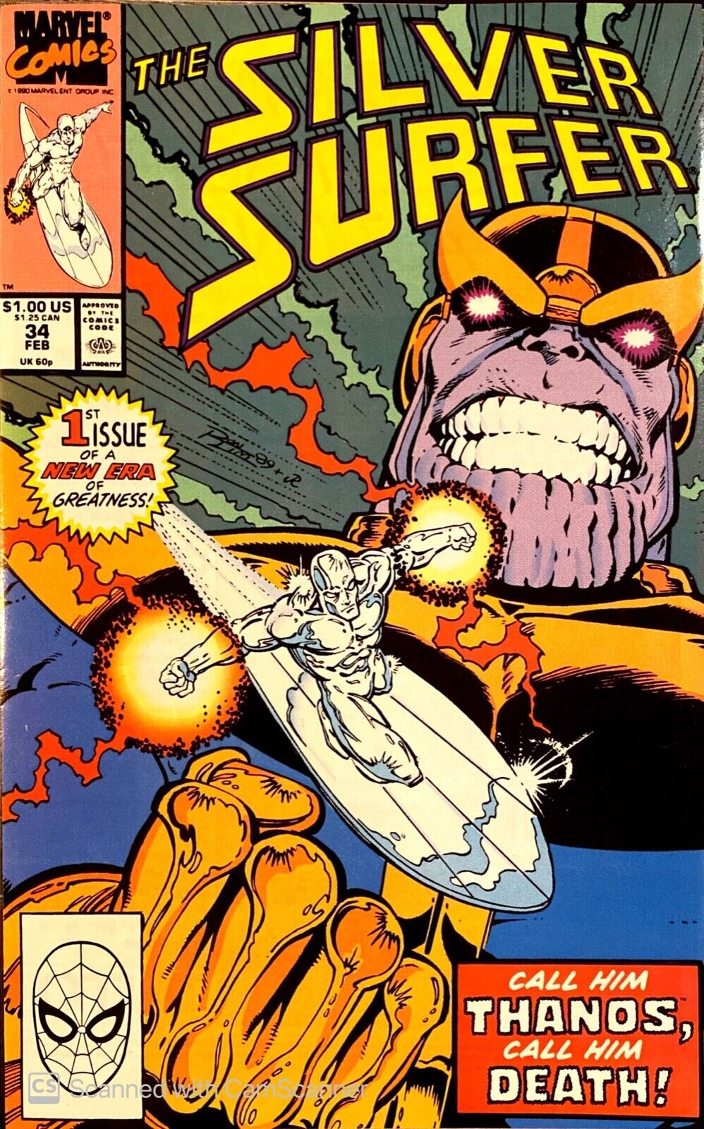 Marvel Comics Silver Surfer #34 Copper Age 1990 Thanos Returns