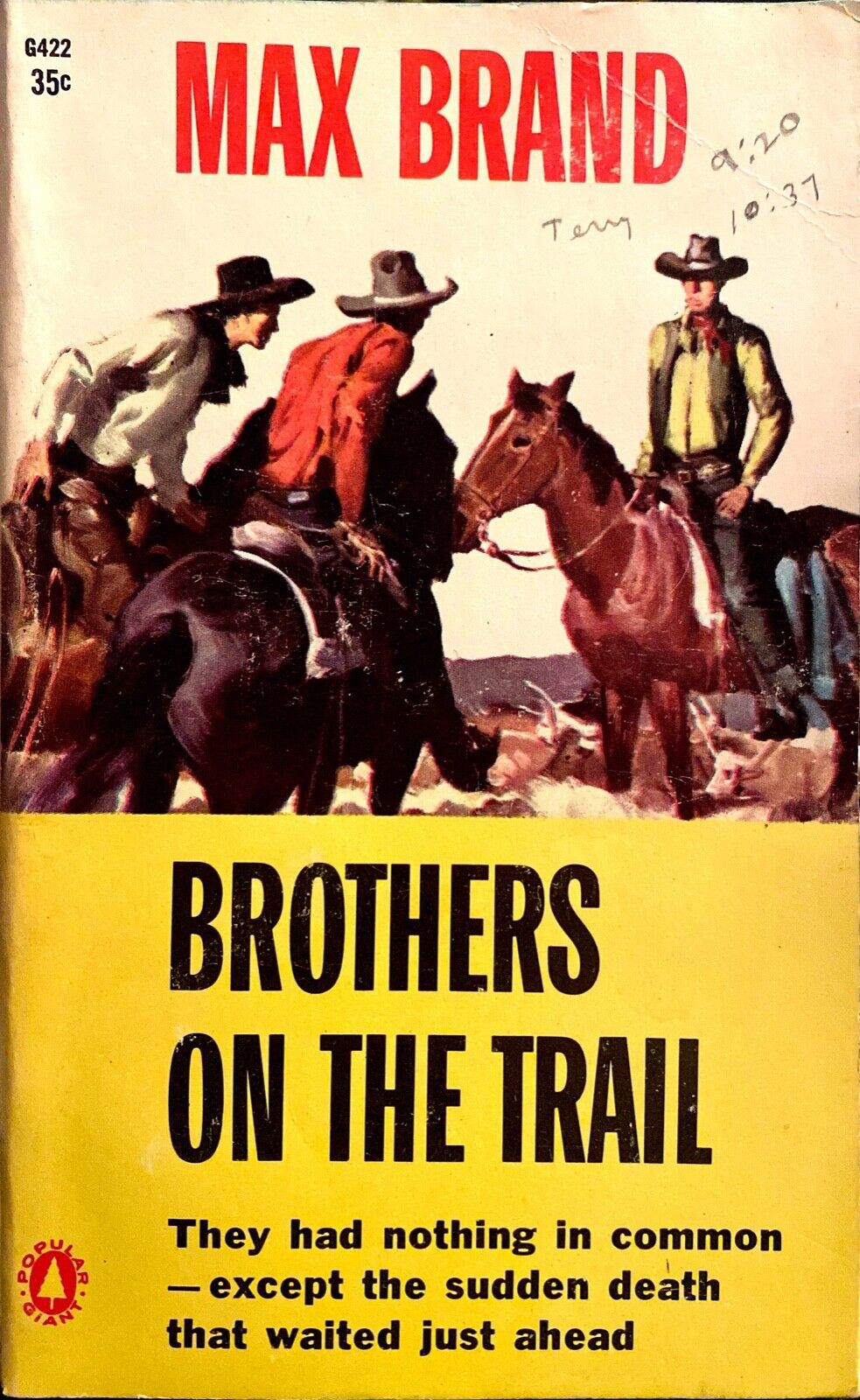 Brothers on the Trail by Max Brand 1960 Popular Giant G422 Paperback