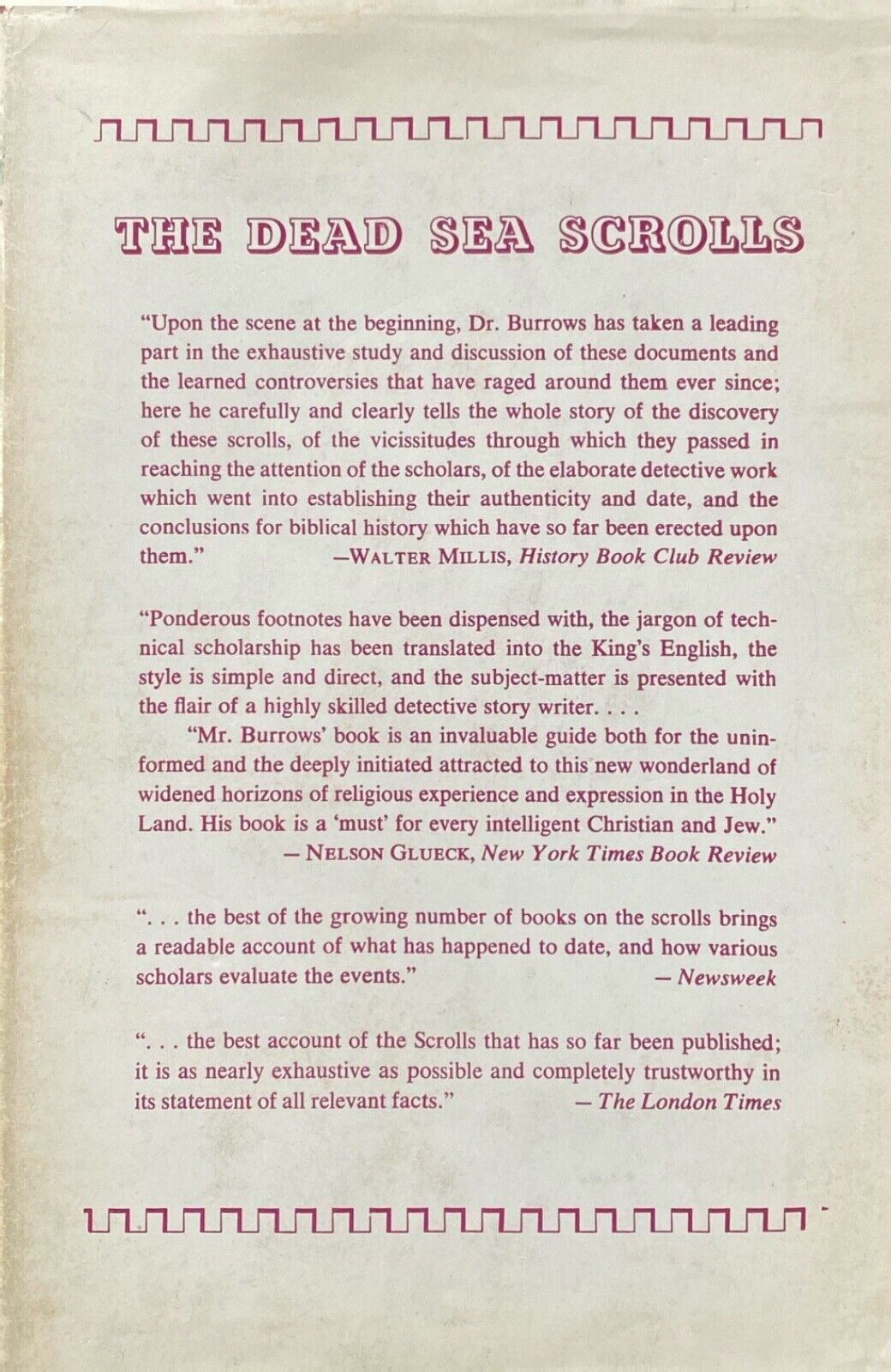 The Dead Sea Scrolls by Millar Burrows 1960 Viking Hardcover