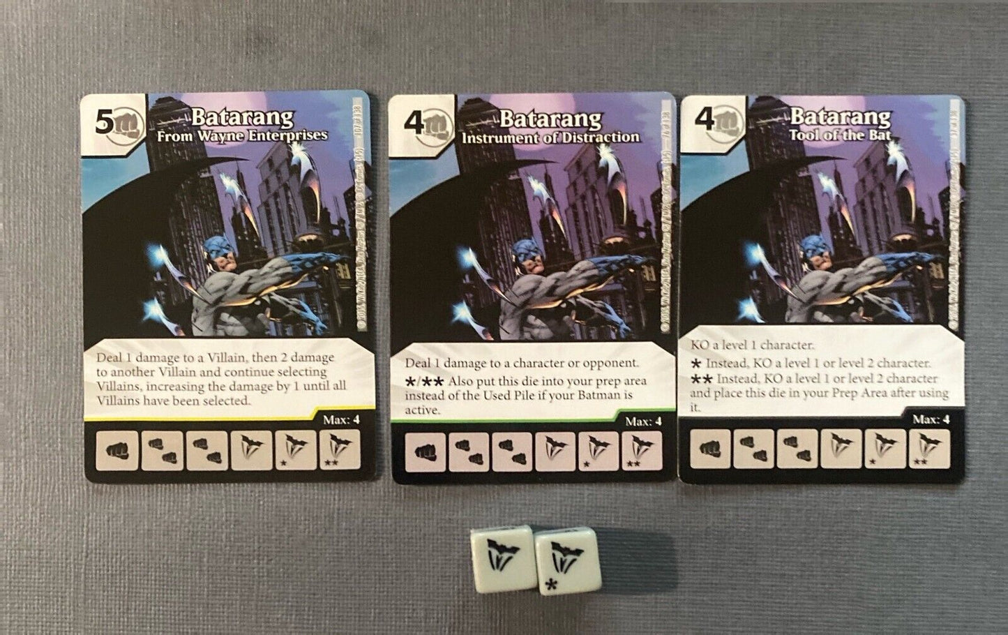 Wizkids DC Dice Masters Justice League Batarang Set CUR Rare +2 Dice