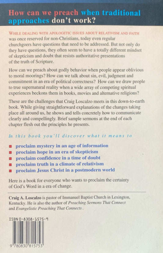 Apologetic Preaching: Proclaiming Christ ... by Craig A. Loscalzo 2000 Paperback
