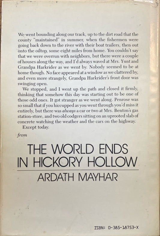 The World Ends in Hickory Hollow by Ardith Mayhar 1985 Doubleday Hardcover