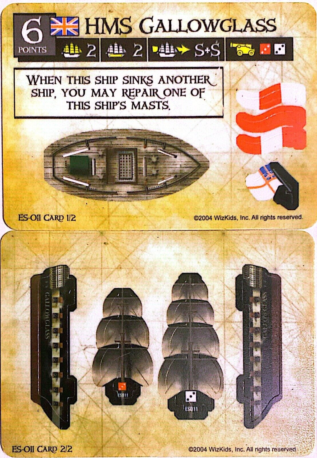 WizKids Pirates CSG of the Spanish Main ES-011 HMS Gallowglass Unpunched