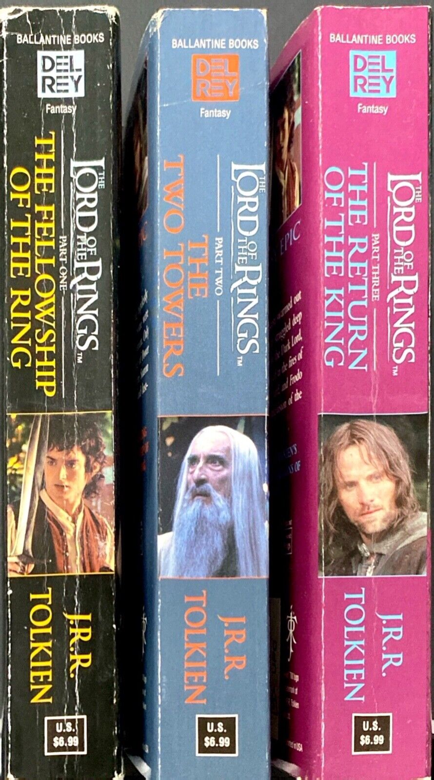 Lords of the Rings Trilogy by J.R.R. Tolkien 2001 Del Rey Paperback Movie Tie-in