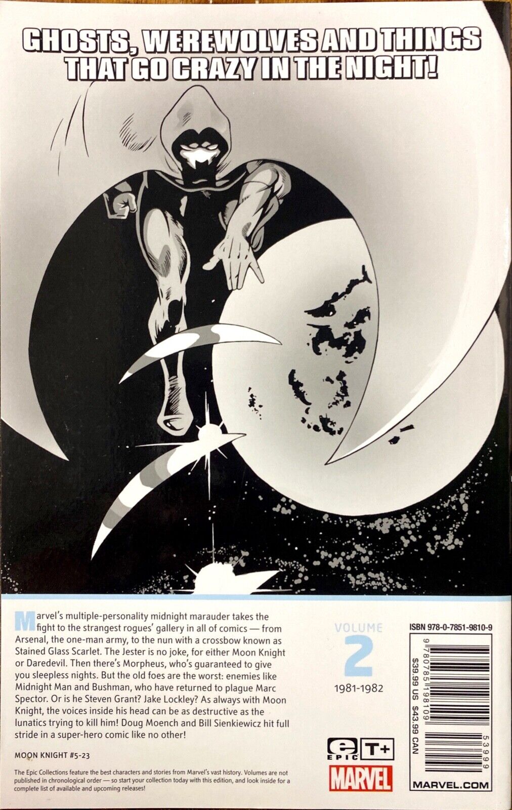 Marvel Comics Moon Knight Epic Collection Volume 2: Shadows of the Moon 2015 TPB