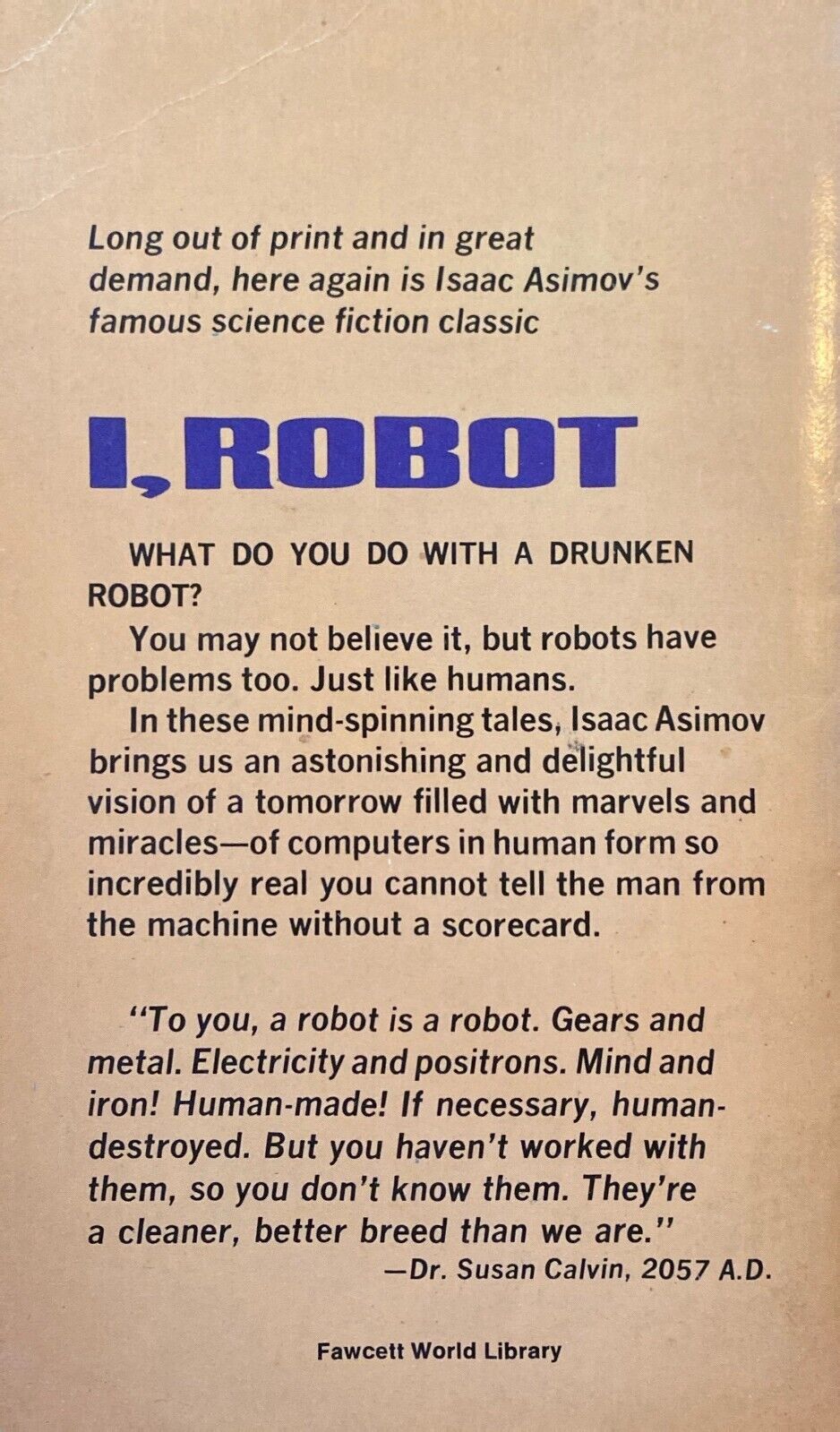 I, Robot by Isaac Asimov 1970 Fawcett Crest M1968 Paperback