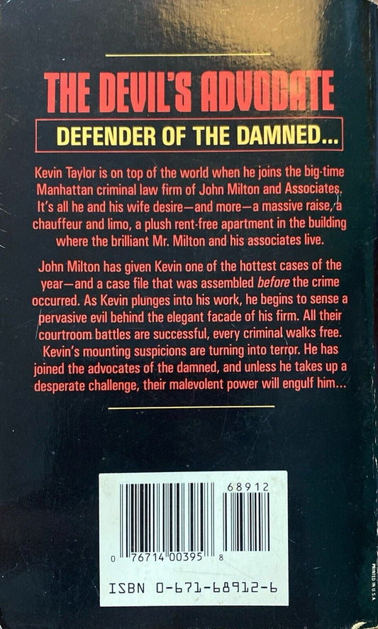 The Devil's Advocate by Andrew Deiderman 1990 Pocket Paperback First