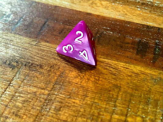Set of 7 TTRPG Gaming Dice Dungeons & Dragons Pathfinder D20 Magenta Purple Pink