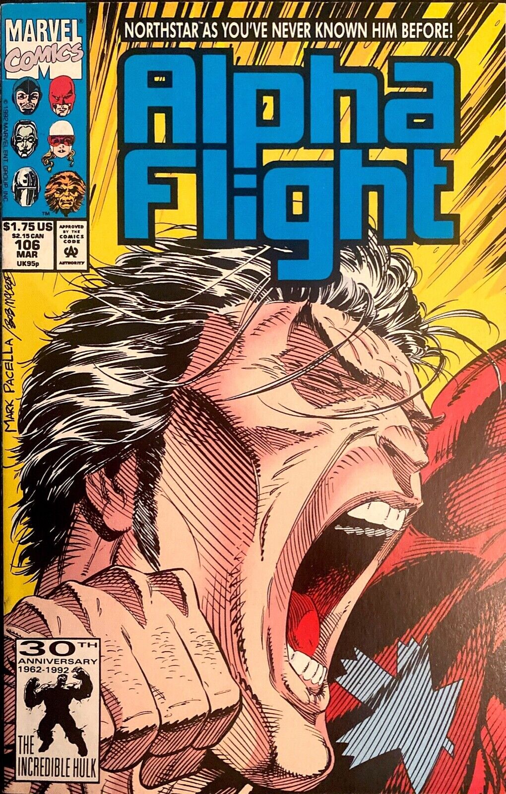 Marvel Comics Alpha Flight #106 Modern Age 1992 2nd Print Northstar Comes Out