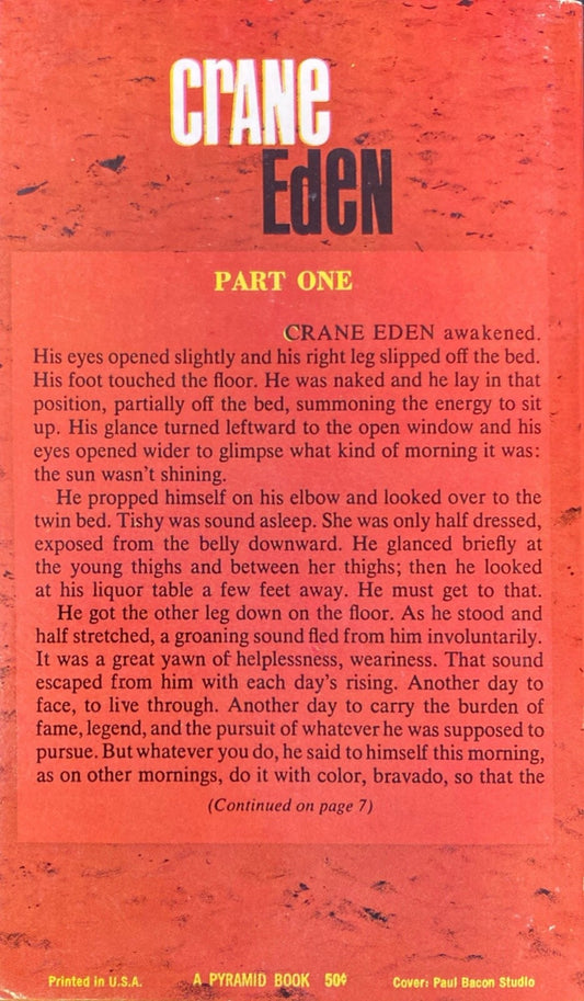 Crane Eden by Earl Conrad 1964 Pyramid R-803 Paperback