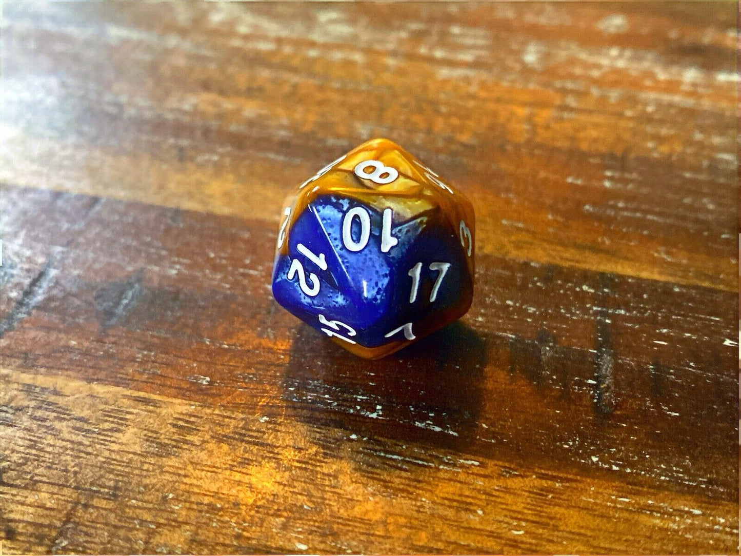 Set of 7 TTRPG Gaming Dice Dungeons & Dragons Pathfinder D20 Blue Tan Marble