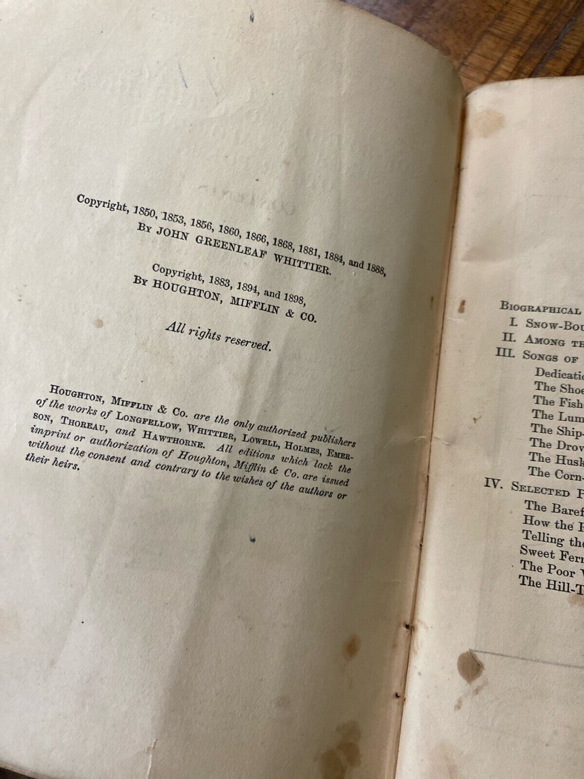 Riverside Literature Series No. 4 Snow-bound, Among the Hills by Whittier 1886