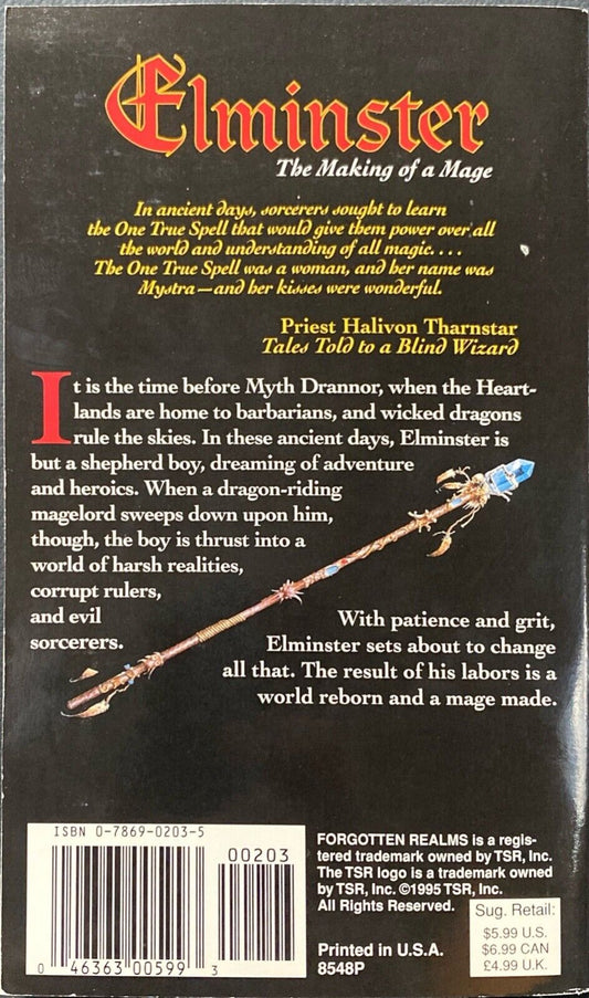 Elminster: The Making of a Mage by Ed Greenwood 1995 TSR D&D Forgotten Realms