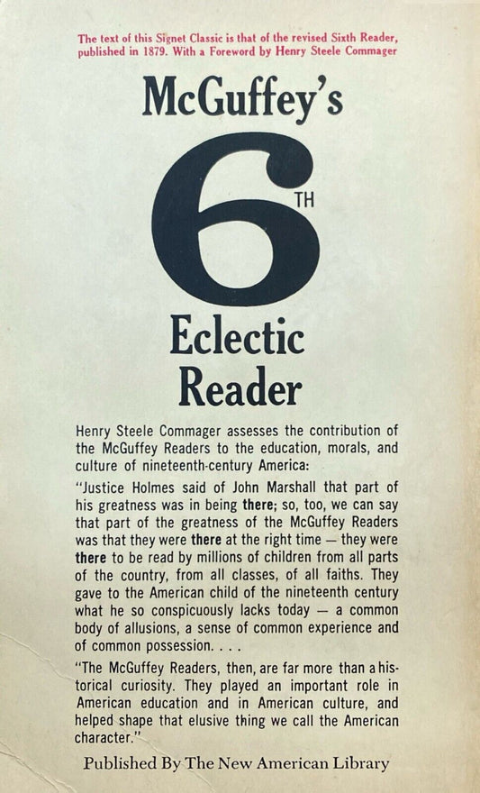 McGuffey's 6th Eclectic Reader 1963 Signet Classics CT 202 Paperback