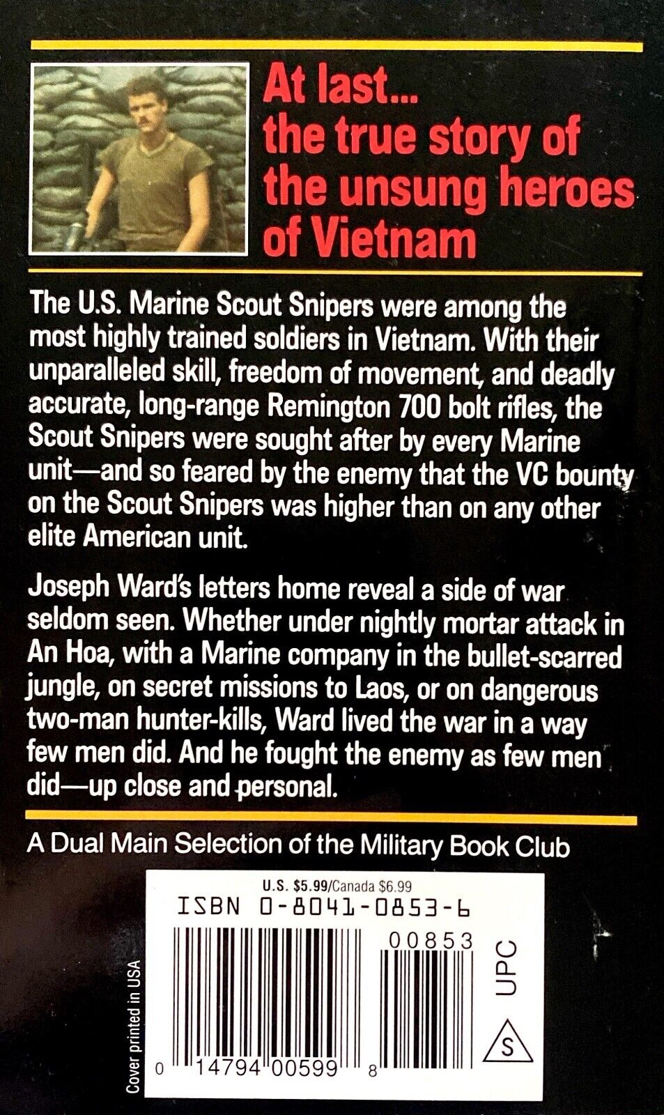 Dear Mom: A Sniper's Vietnam by Joseph T. Ward 1991 Ivy Books Paperback