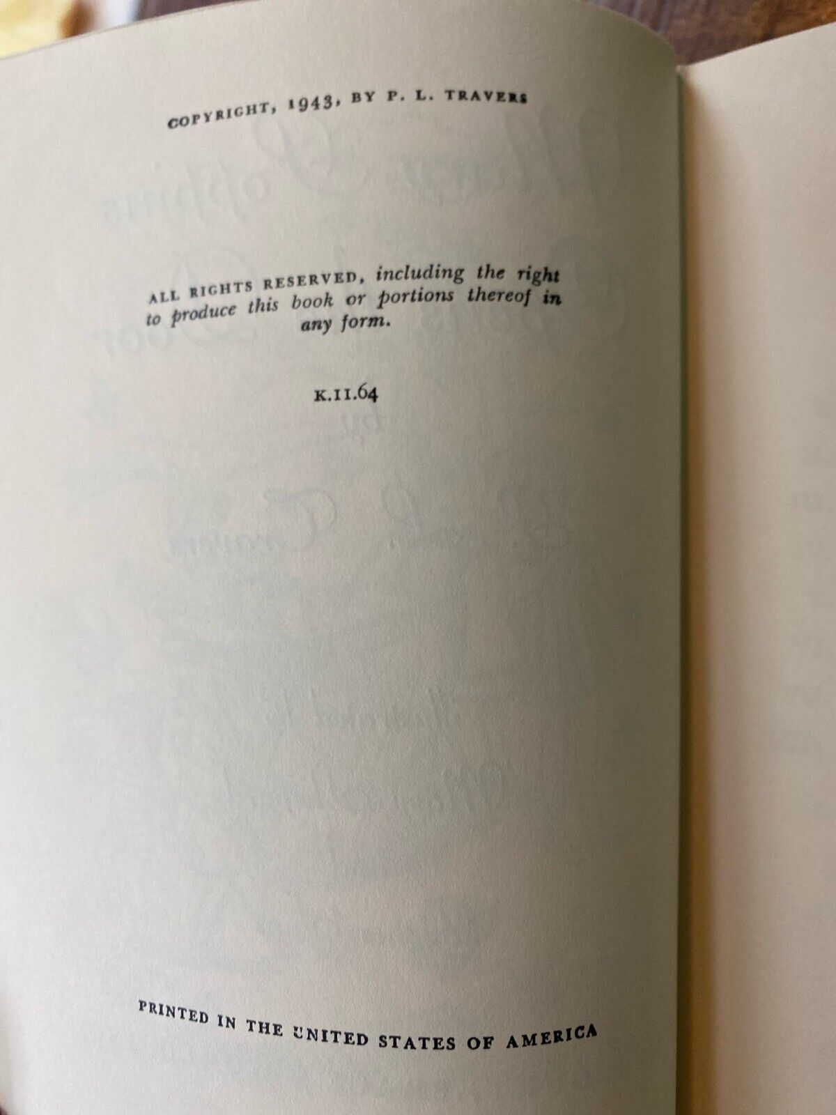 Mary Poppins Opens the Door by P.L. Travers c. 1964 Harcourt Brace Hardcover