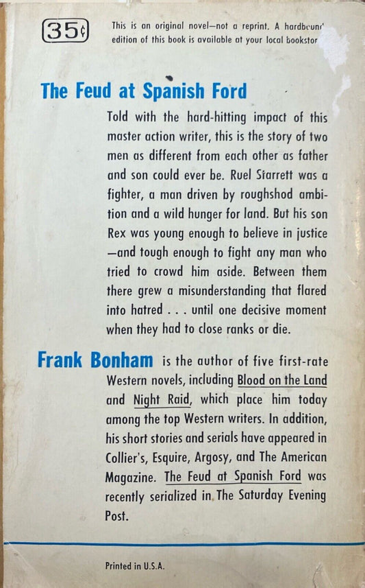 The Feud at Spanish Ford by Frank Bonham 1954 Ballantine 85 Paperback