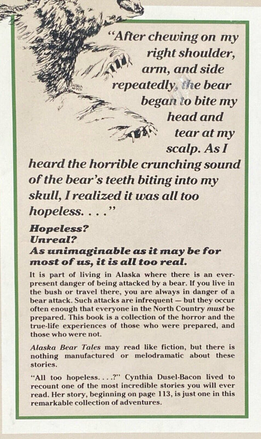 Alaska Bear Tales by Larry Kaniut 1990 Alaska Northwest Press Hardcover