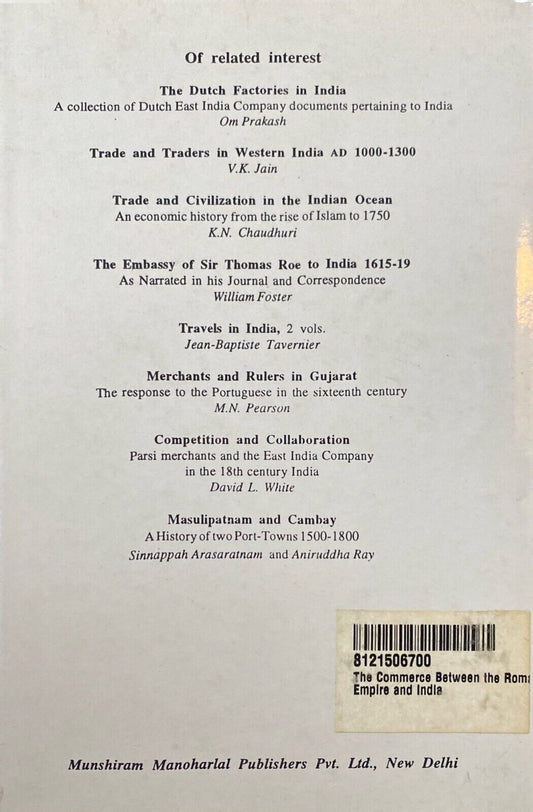 The Commerce Between the Roman Empire and India by E.H. Warmington Hardcover