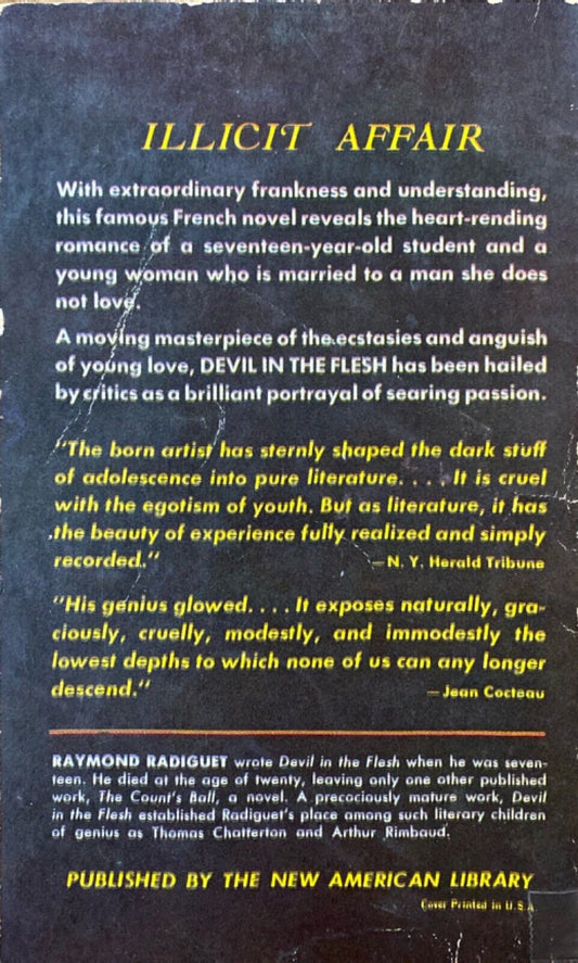 Devil in the Flesh by Raymond Radiguet 1959 Signet S1721 Paperback