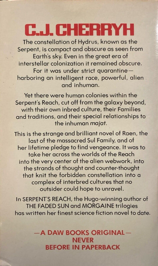 Serpent's Reach by C.J. Cherryh 1980 Daw No. 396 UE1554 Paperback