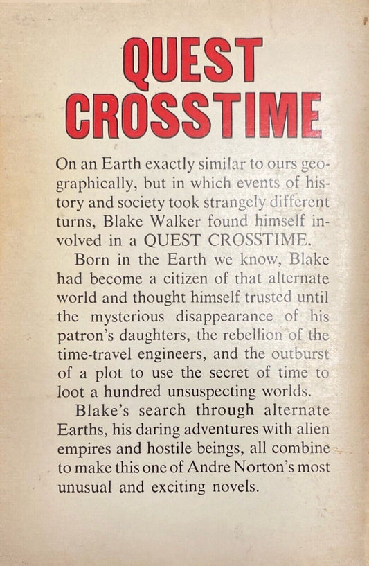 Quest Crosstime by Andre Norton 1965 Ace G-595 Paperback