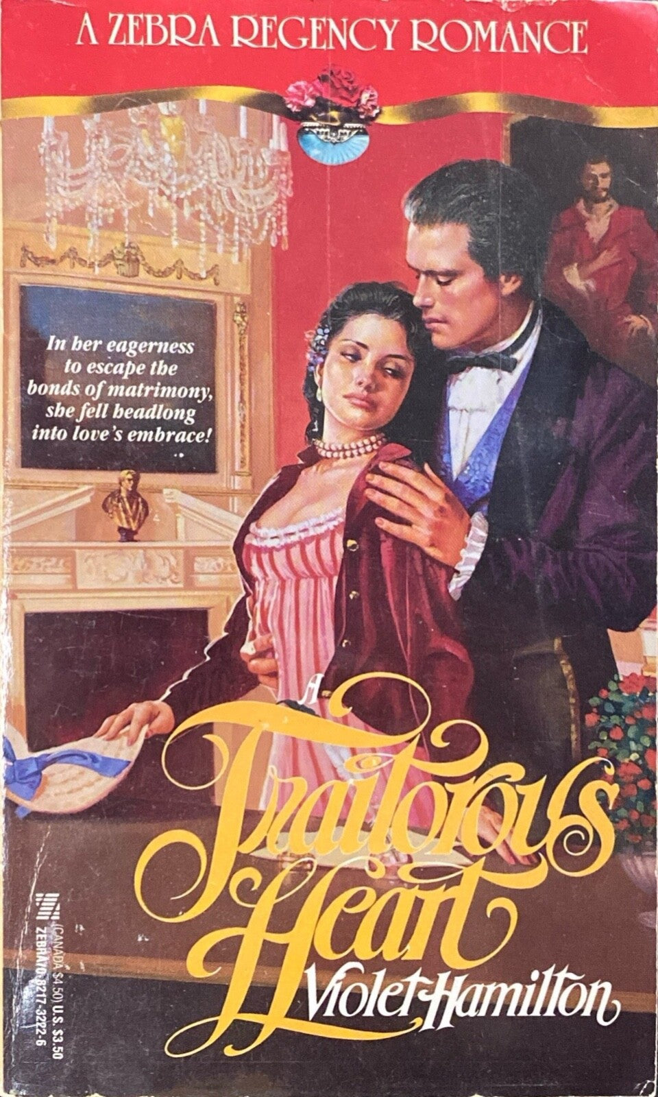 A Traitorous Heart by Violet Hamilton 1990 Zebra Regency Romance Paperback