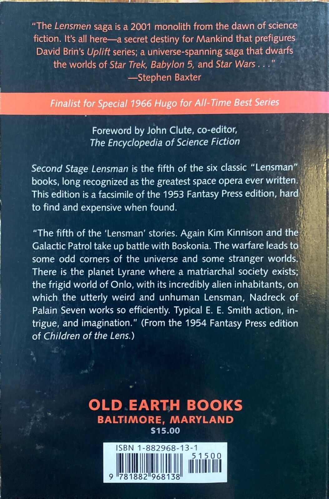 Second Stage Lensman E.E. Doc Smith 1997 Old Earth Books Paperback