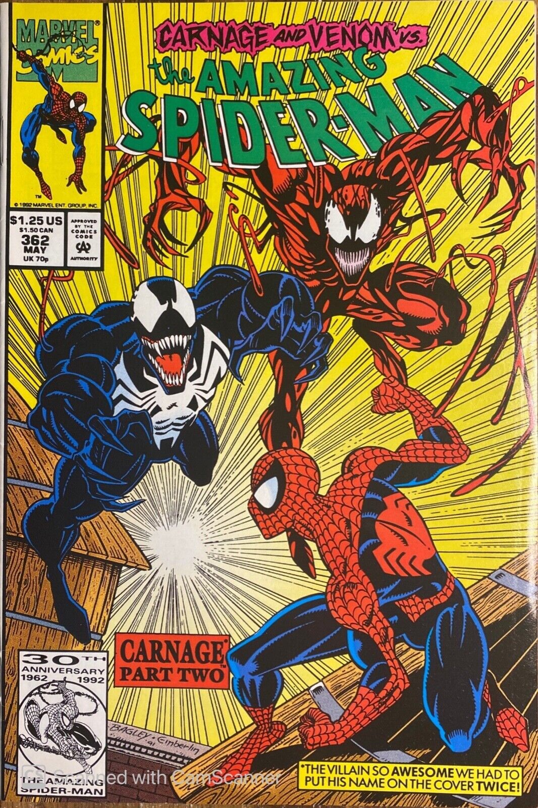 Marvel Comics Amazing Spider-man #362 Copper Age 1991 Second Carnage