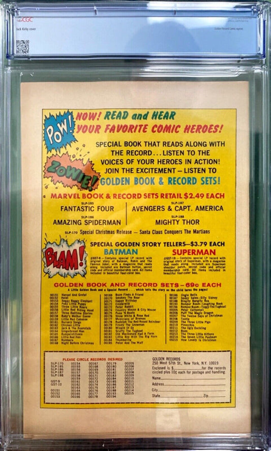 Marvel Comics Fantastic Four #1 Golden Record Reprint 1966 CGC 9.0 Blue Label