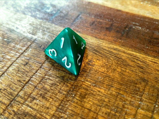 Set of 7 TTRPG Gaming Dice Dungeons & Dragons Pathfinder D20 Green Marble White