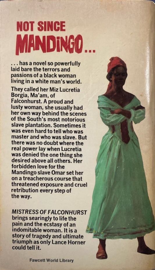 Mistress of Falconhurst by Lance Horner 1973 Fawcett Gold Medal P2689 Paperback
