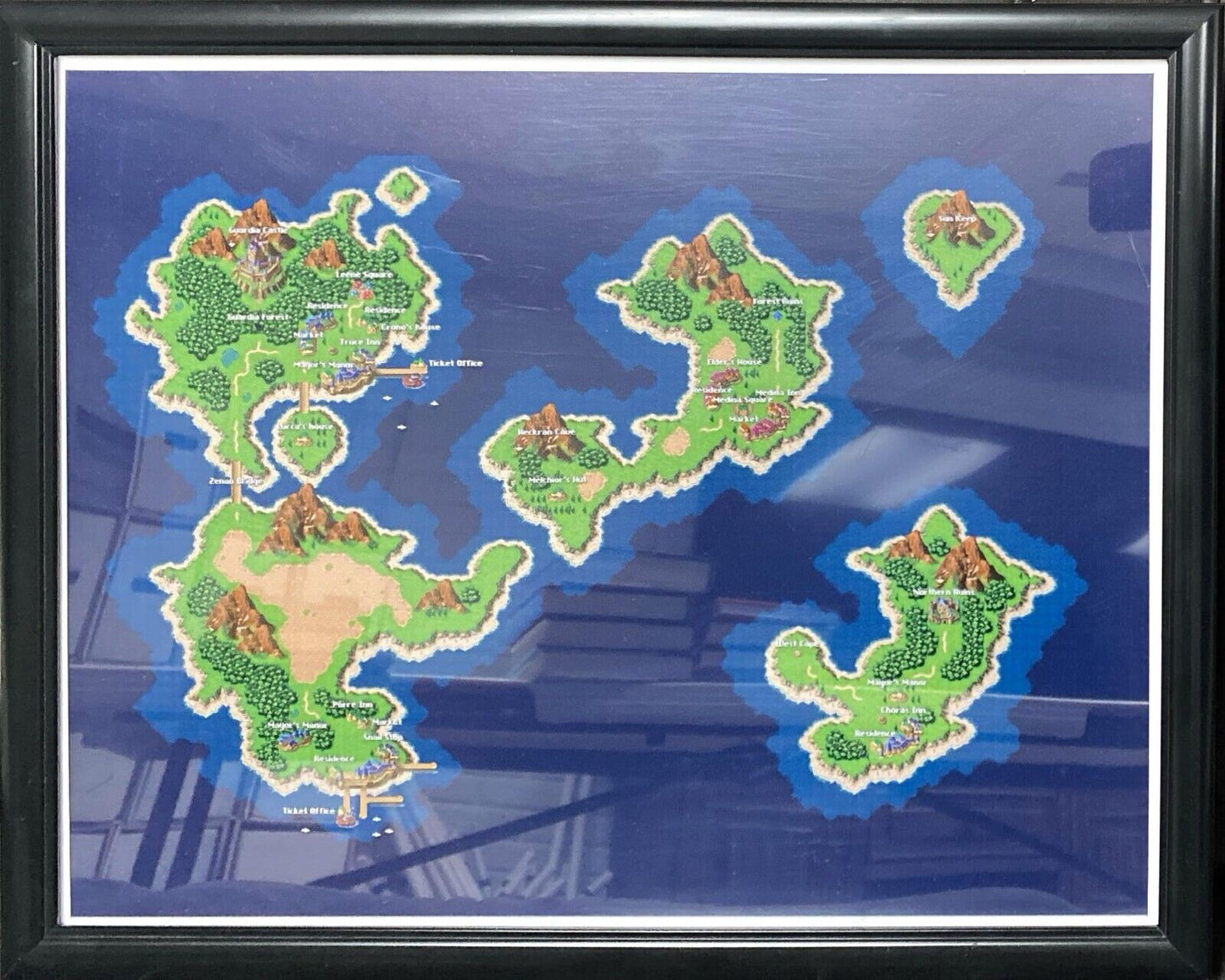 Chrono Trigger World Map Poster Framed 21" x 17"