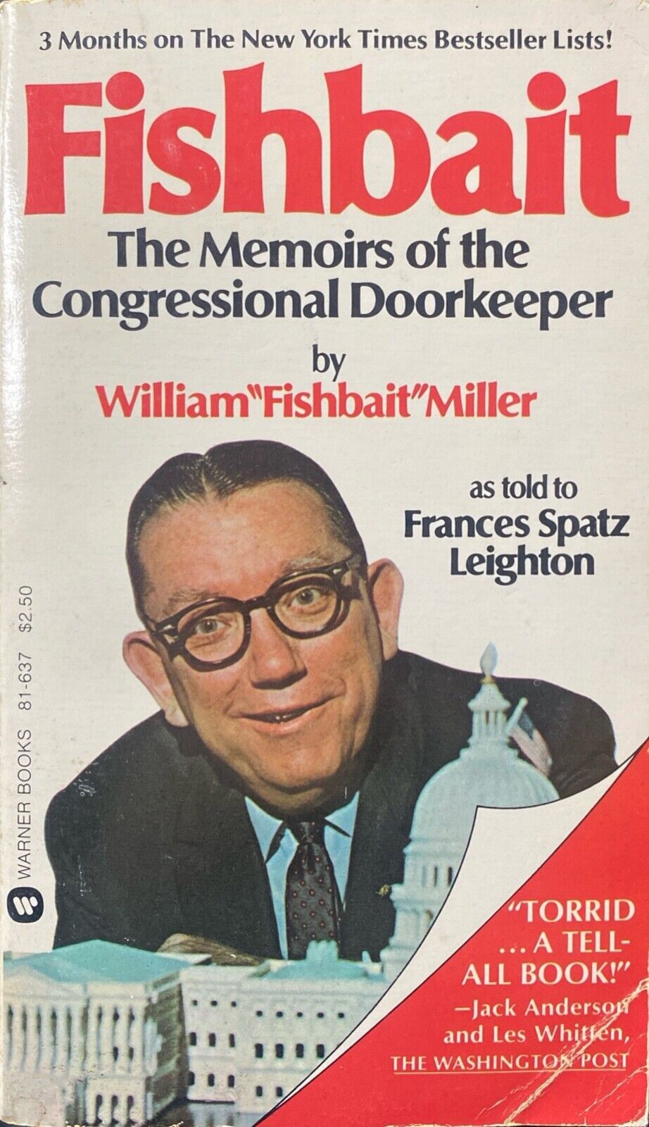 Fishbait: The Memoirs of the Congressional Doorkeeper by William Miller 1978 PB