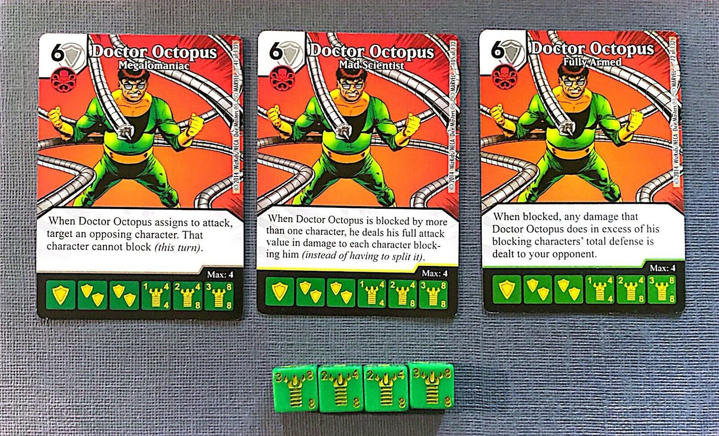 Wizkids Marvel Dice Masters Avengers vs X-Men Doctor Octopus CUR Set + 4 dice